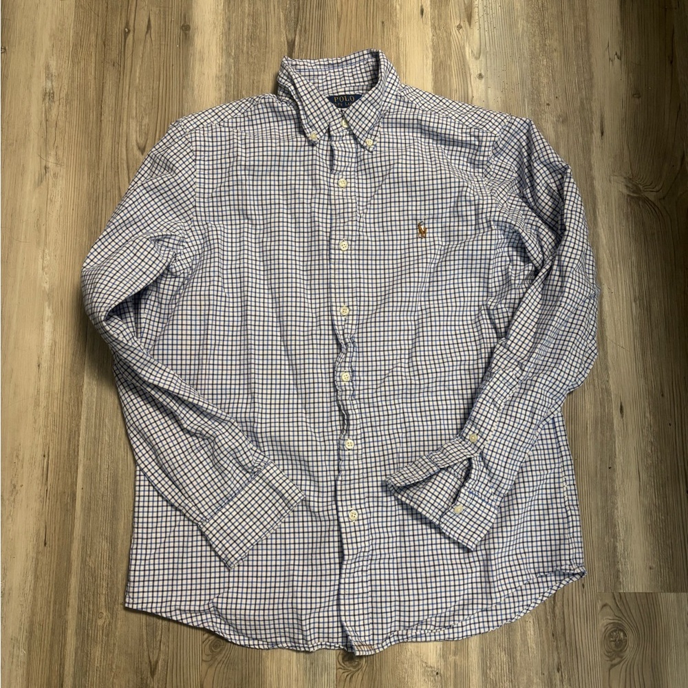 Blue and white Polo Ralph Lauren button-up shirt #preppy size medium